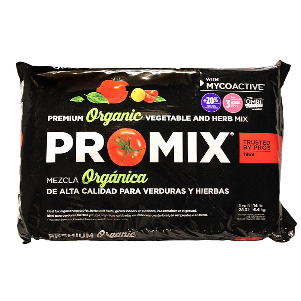 Premier Horticulture 1CF Pro Mix supports thriving vegetables and herbs in containers.