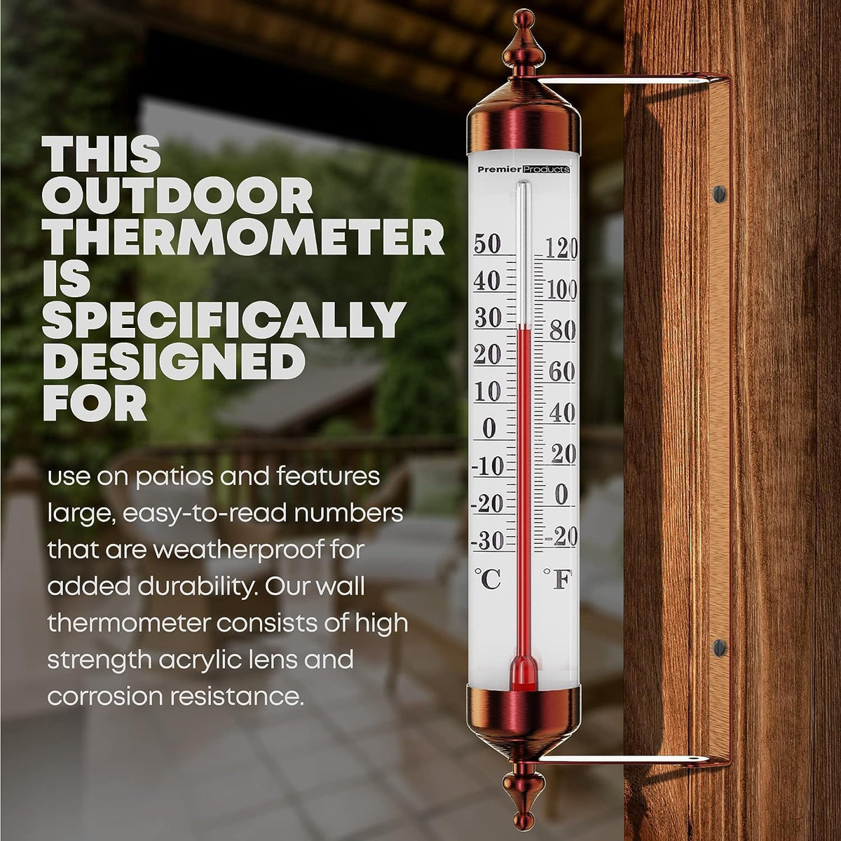 Premier Products greenhouse thermometer with 10.2-inch dial for precise readings.