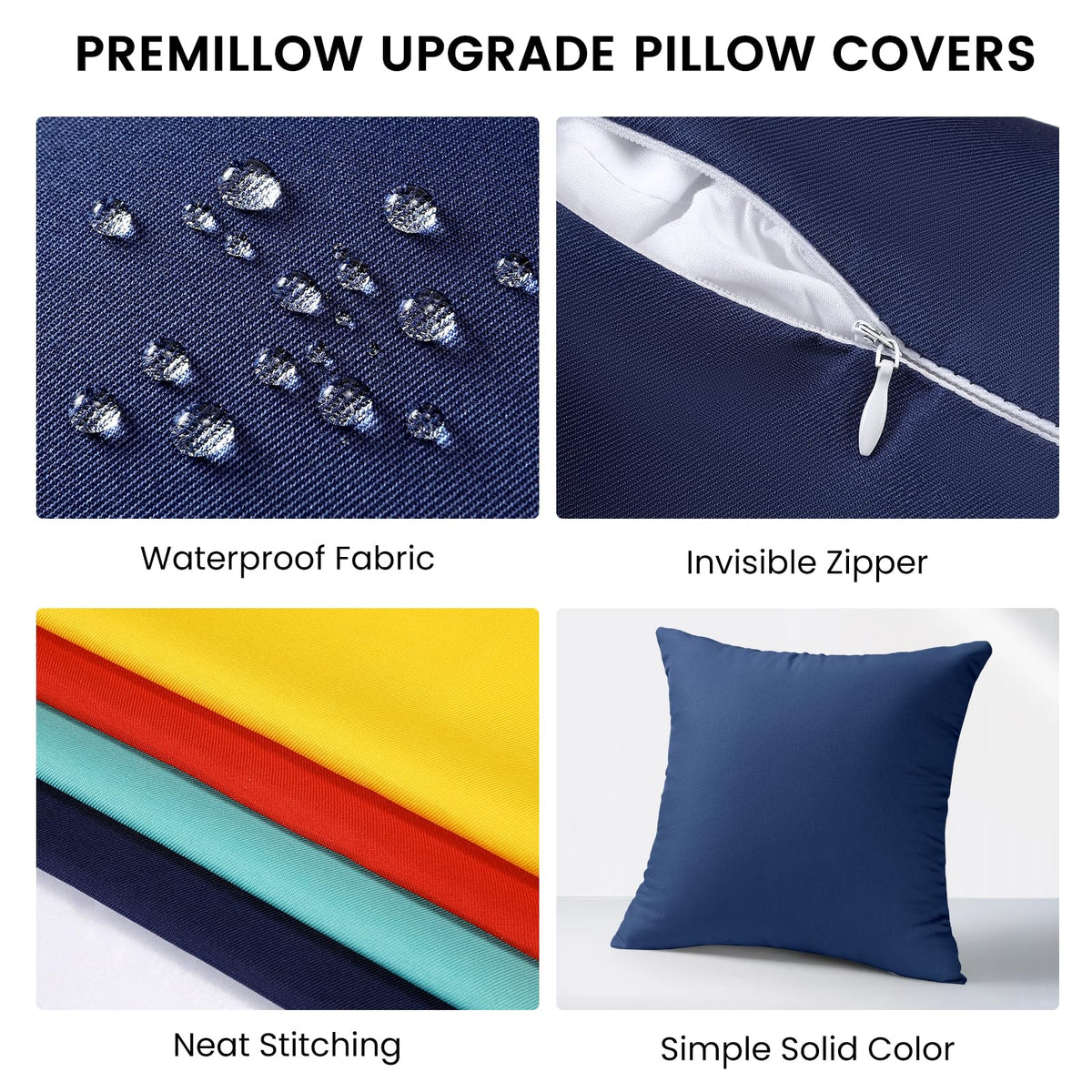 Premillow waterproof fabric close-up shields cushions from splashes.