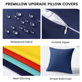 Premillow waterproof fabric close-up shields cushions from splashes.