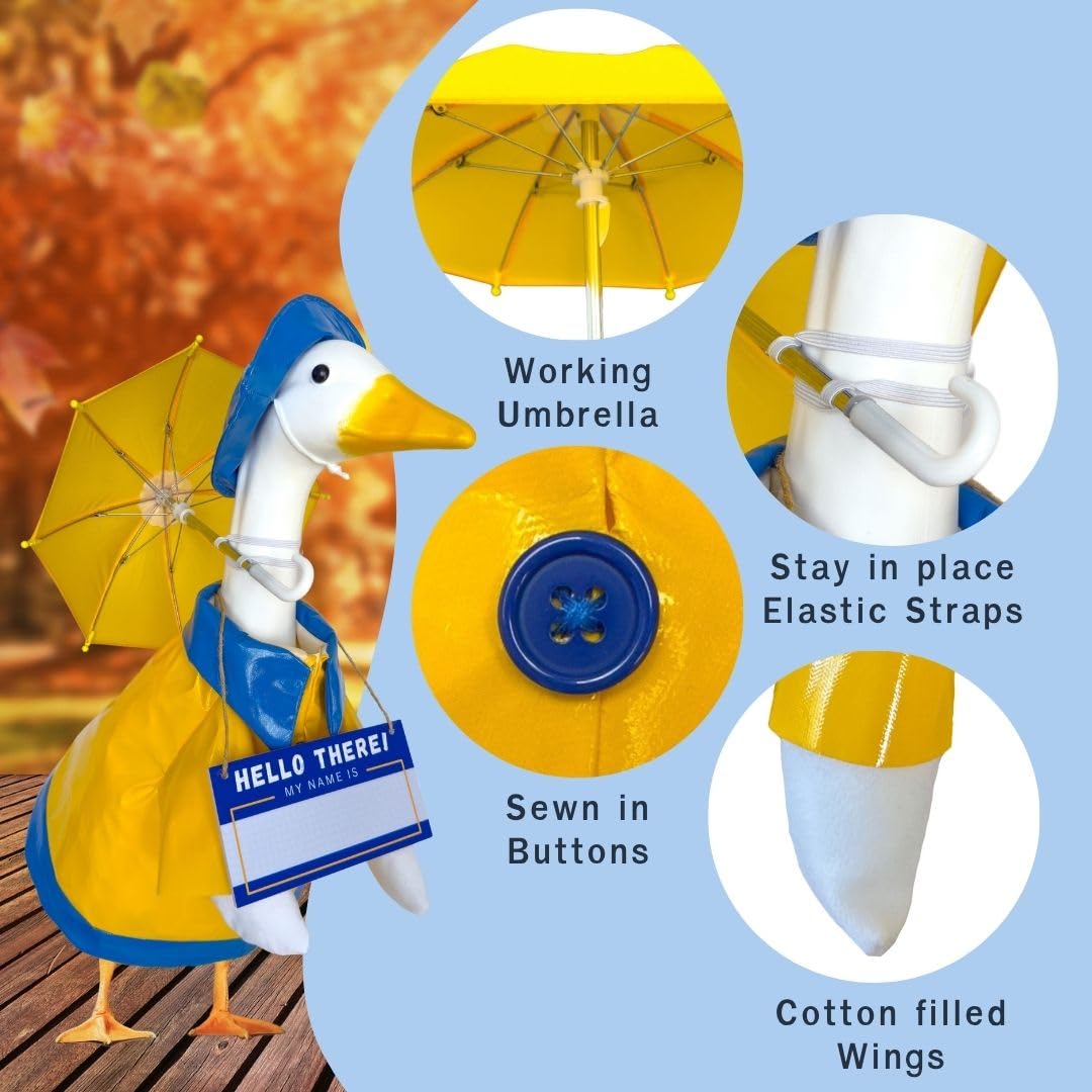 Premium Boutik personalized name tag enhances goose statue with a unique label