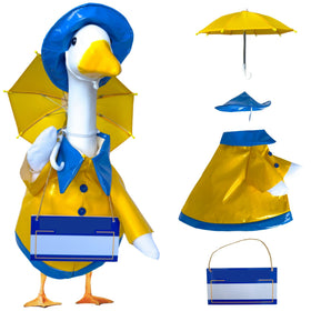 Premium Boutik porch goose outfit raincoat on goose statue for seasonal decor