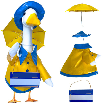 Premium Boutik porch goose outfit raincoat on goose statue for seasonal decor