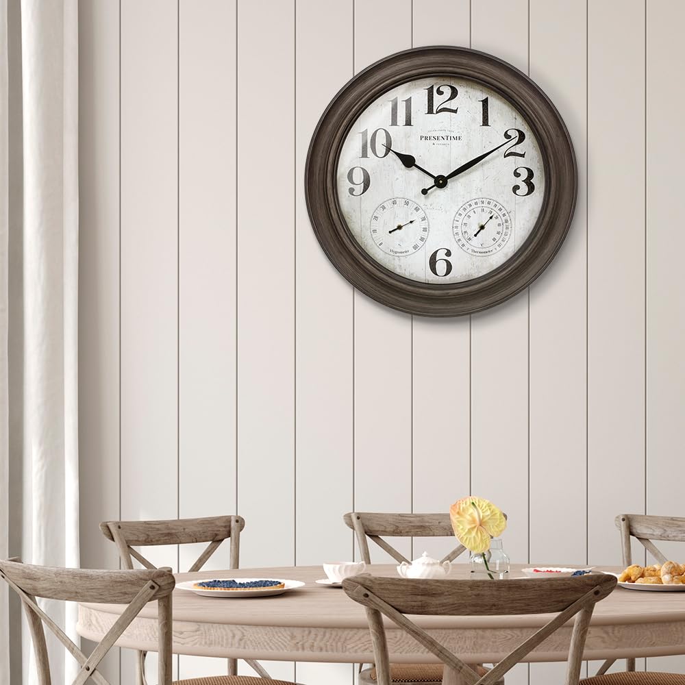Presentime Clifton 26in clock entryway setup as farmhouse decor statement.
