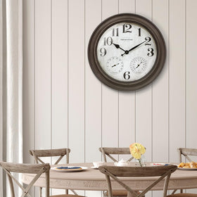 Presentime Clifton 26in clock entryway setup as farmhouse decor statement.