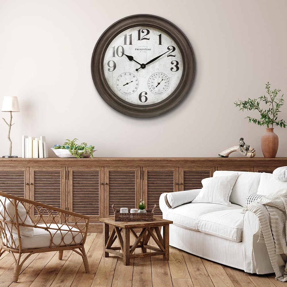Presentime Clifton 26in clock face with large Arabic numerals for easy reading.