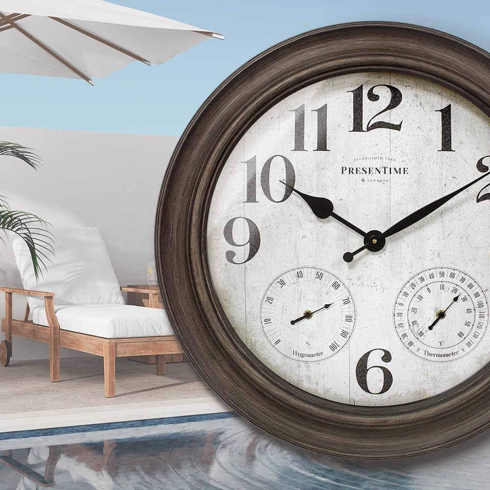 Presentime Clifton 26in clock frame in grey oak with rustic numerals.