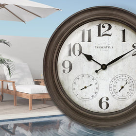 Presentime Clifton 26in clock frame in grey oak with rustic numerals.