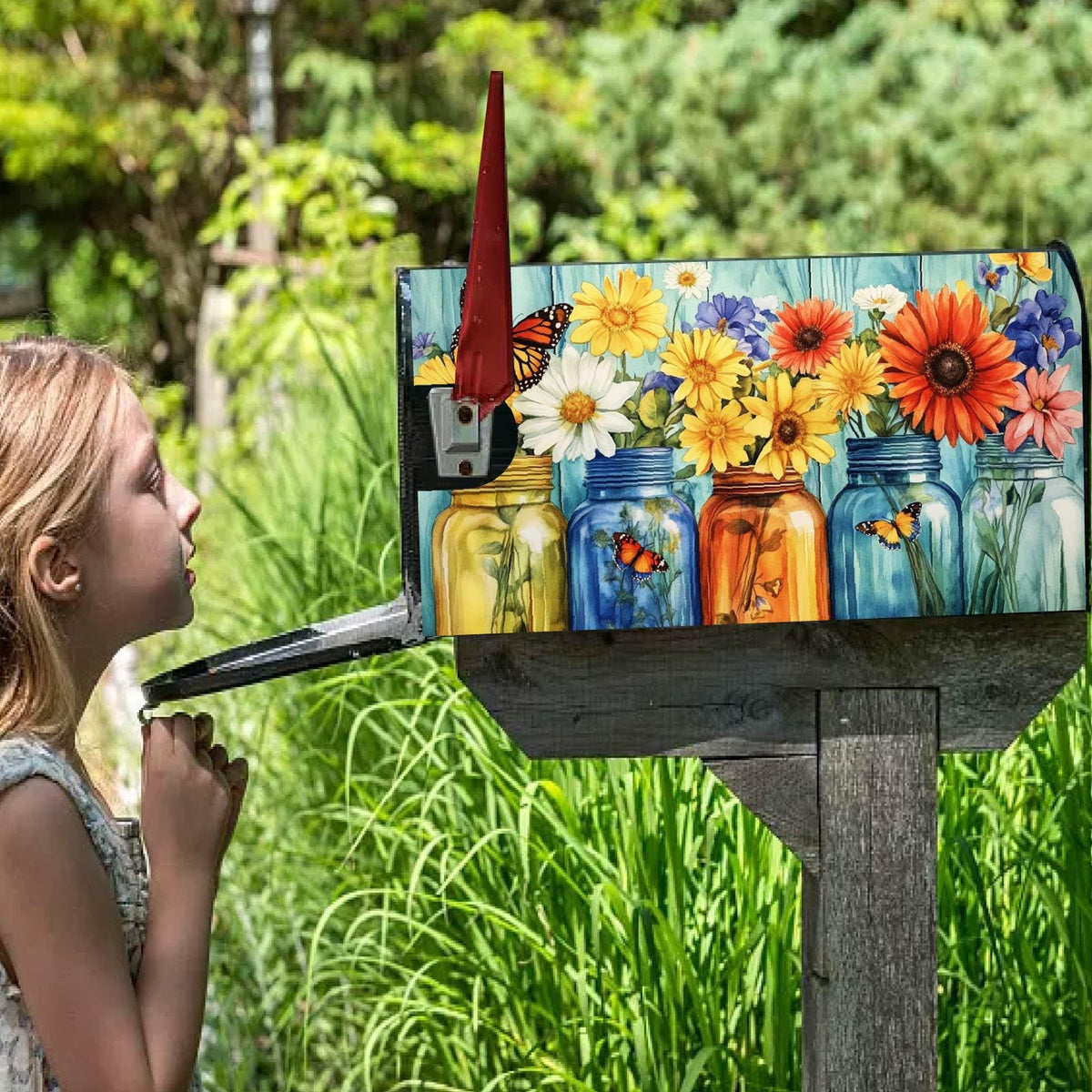 PRESSINART garden decor outdoor mailbox cover brightens any yard or entry