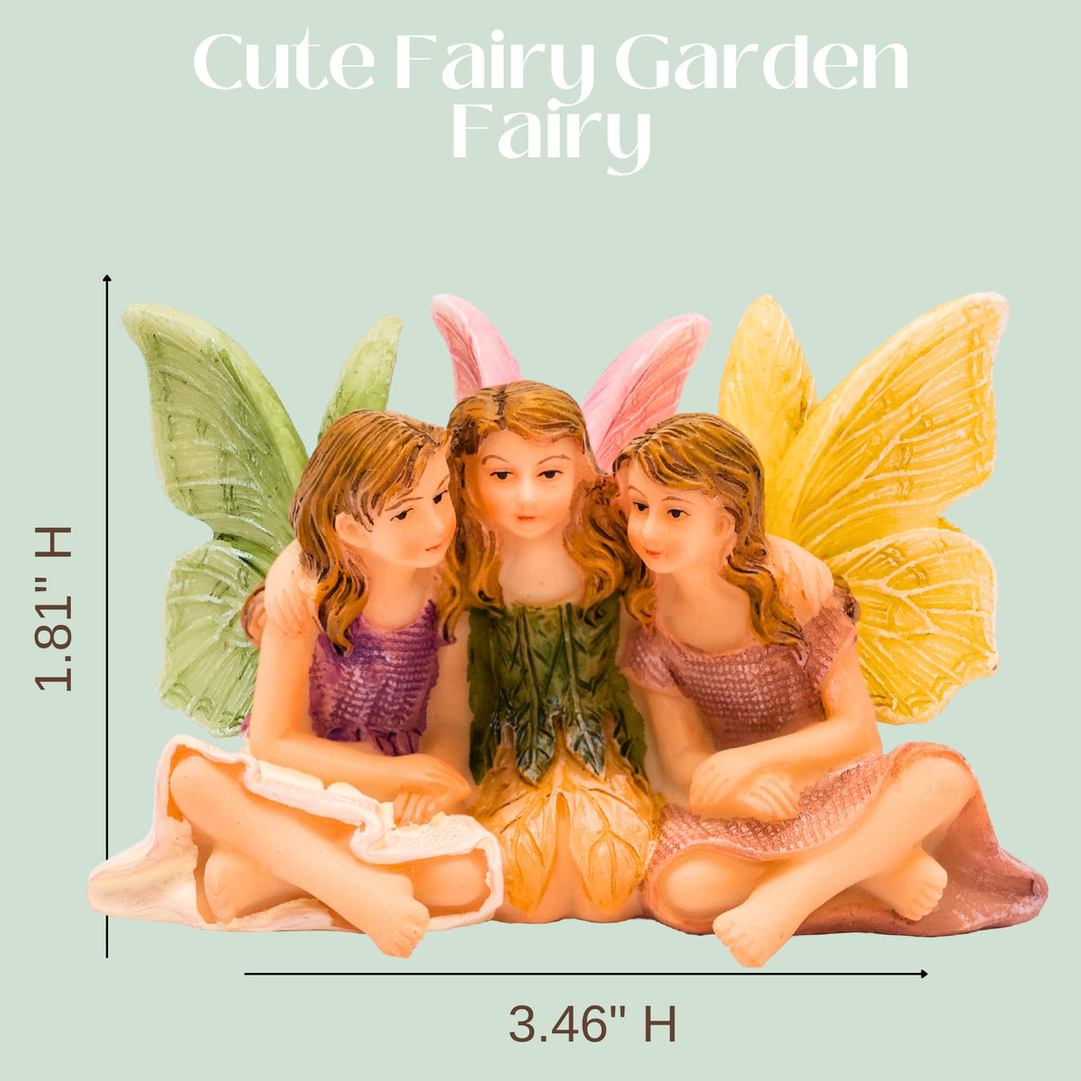 PRETMANNS fairies companions closeup—durable resin figures ideal for fairy village scenes.