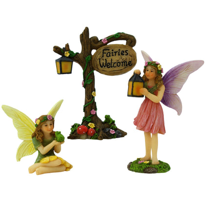 PRETMANNS Fairy Garden Kit with colorful figurines for a charming outdoor mini garden.