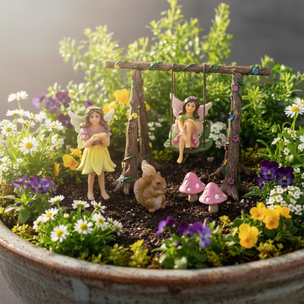 PRETMANNS mushrooms ensemble highlights colorful tiny accents for fairy plots