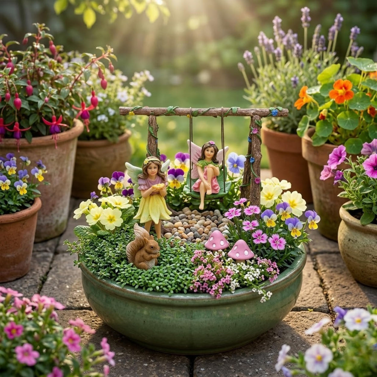 PRETMANNS fairy garden squirrel detail enhances whimsical outdoor scenes
