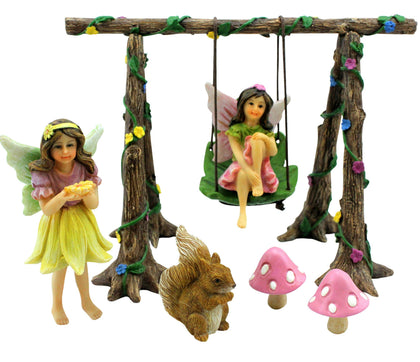 PRETMANNS swing outdoor fairy figure adds playful charm to gardens