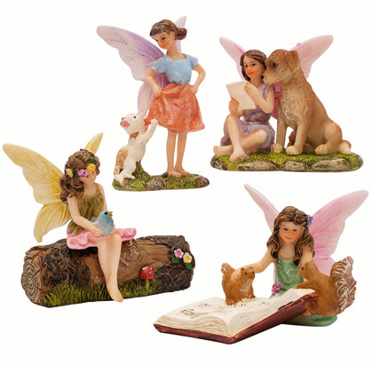 PRETMANNS fairy garden figurines set adds whimsy to outdoor or indoor displays.