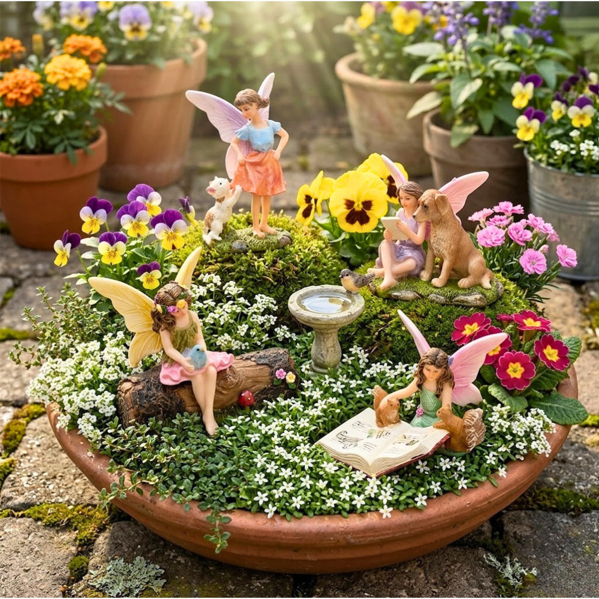 PRETMANNS fairy garden log decor as natural centerpiece for woodland scenes.