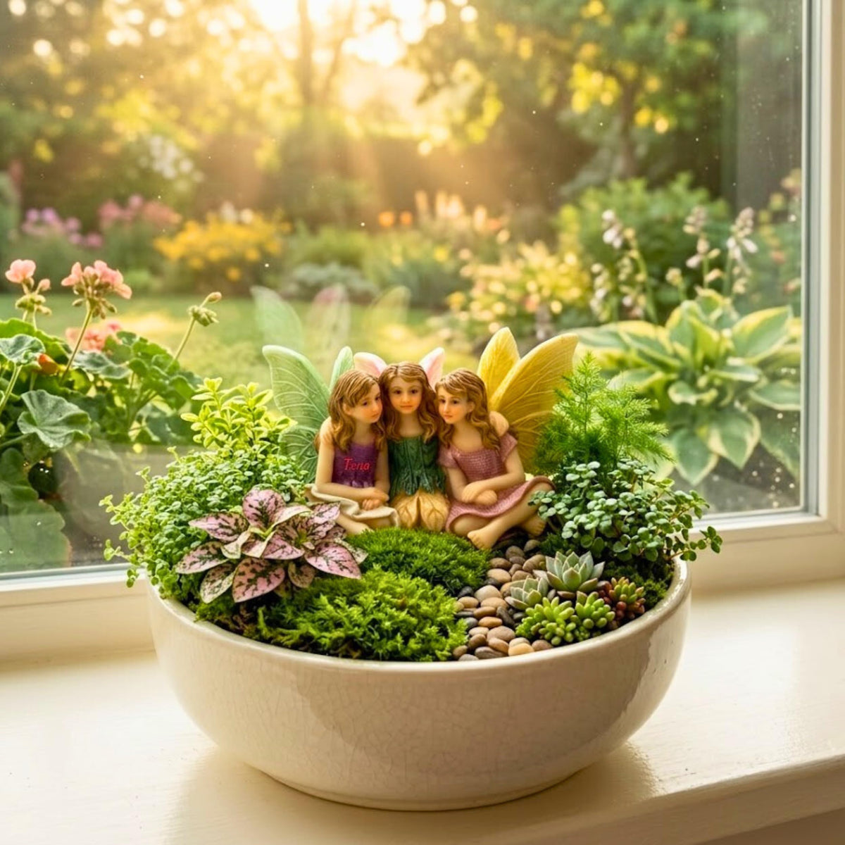 PRETMANNS two sitting sisters—adorable companions for garden dioramas.
