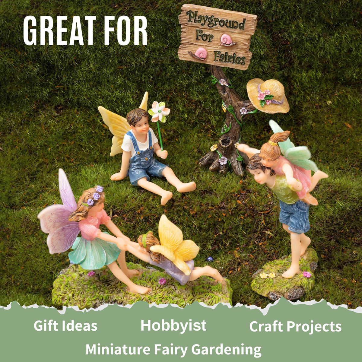 Pretmanns resin fairy figures with UV-resistant paint stay vibrant outdoors.