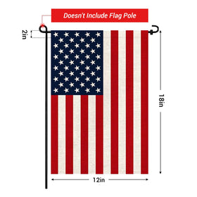 Pretty Jessie American Garden Flag 12x18 side view showing design from another angle.