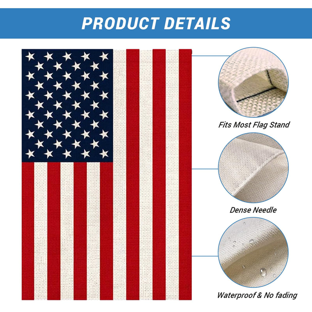 Pretty Jessie weatherproof flag built to withstand sun and rain for year round use.