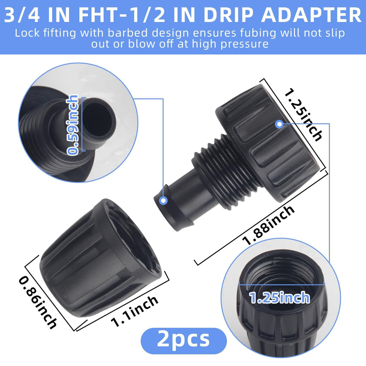 Pretwad three-quarter-inch female-to-half-inch tubing connector demonstrates easy installation.