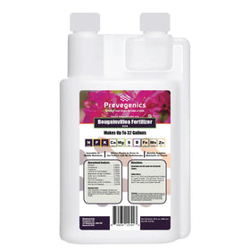Prevegenics Bougainvillea liquid fertilizer bottle fuels vibrant blooms.