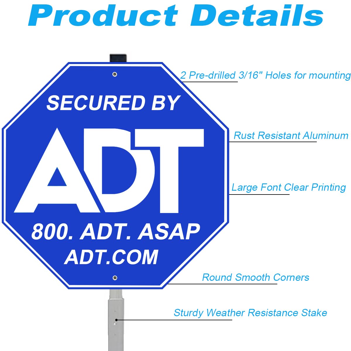 Stakes and hardware for the ADT yard sign enabling quick ground installation