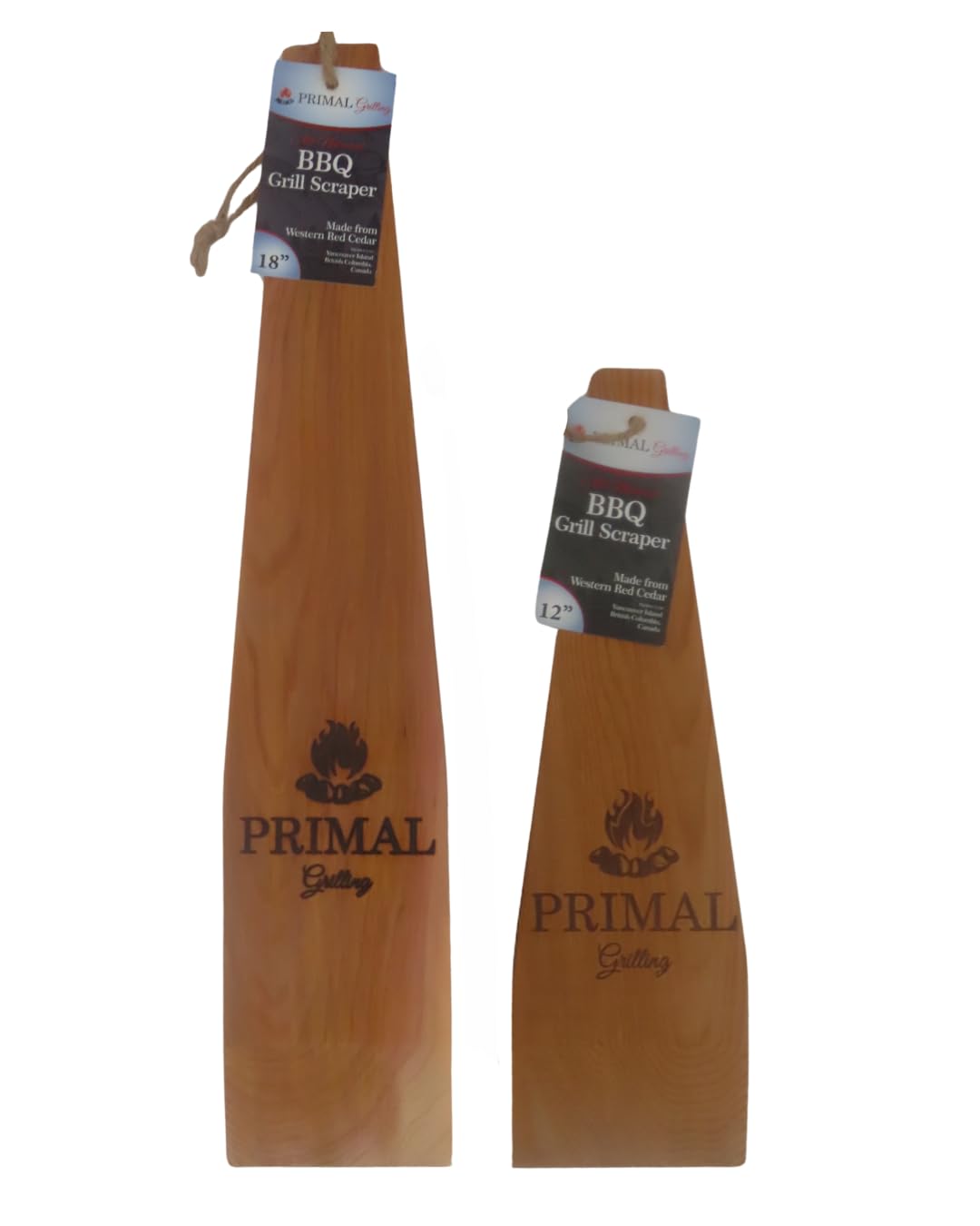 Primal Grilling cedar scraper 12in on grill grates for safe cleaning