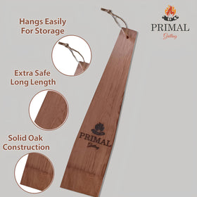 Primal Grilling cedar scraper closeup showing natural cedar edge