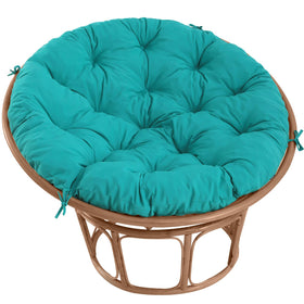 PrimePATIO Papasan cushion in blue offers round outdoor comfort.