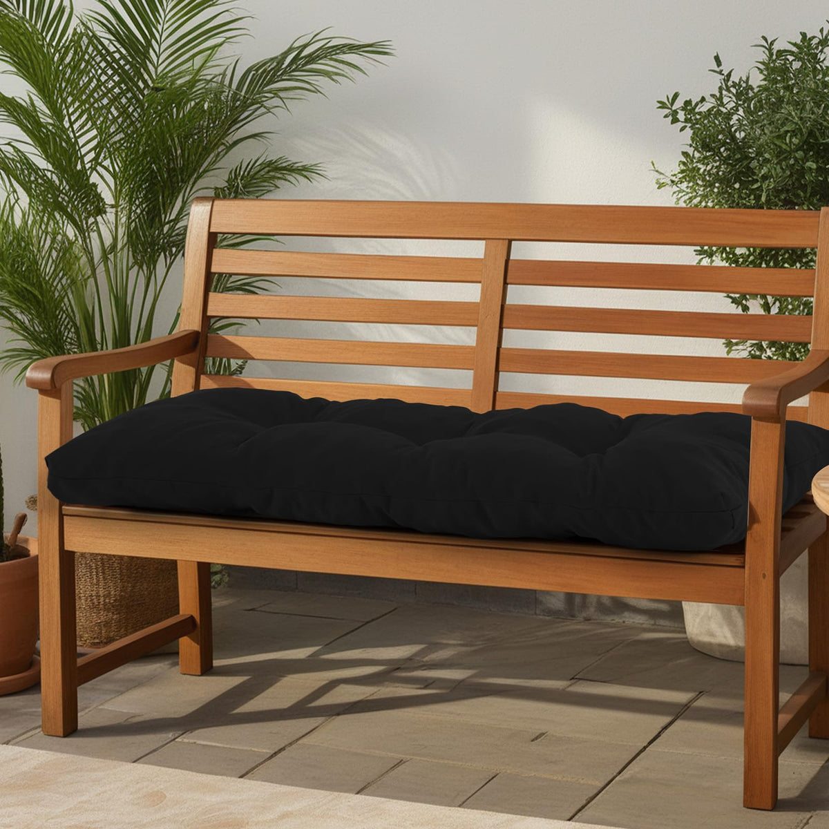 PrimePATIO 36x15 inch cushion with ties, keeps seat securely in place.