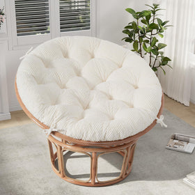 PrimePATIO papasan cushion beige — full view for a cozy, everyday bowl chair setup.