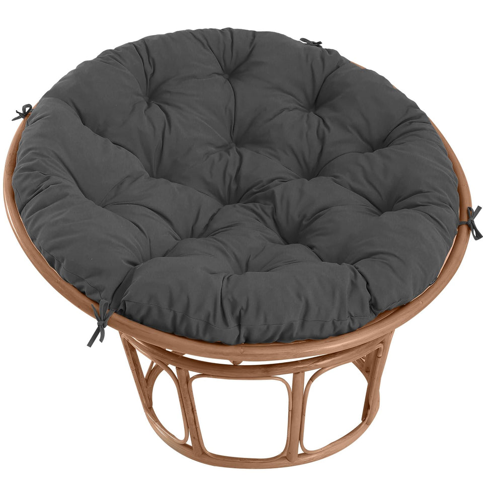 PrimePATIO Papasan cushion round seat pad for outdoor lounging and all-day comfort.