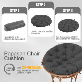 PrimePATIO Papasan cushion unpack and shake to regain shape.