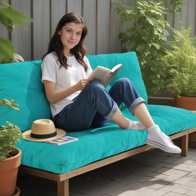 PrimePATIO durable fabric outdoor seat pad for patios and gardens.