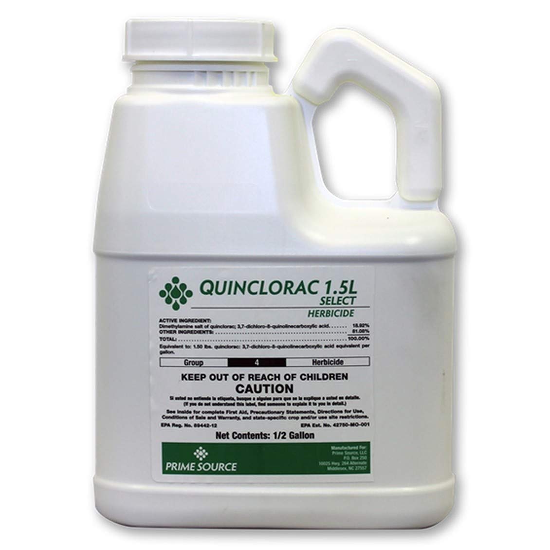 Primesource Quinclorac Select bottle front for lawn weed control.