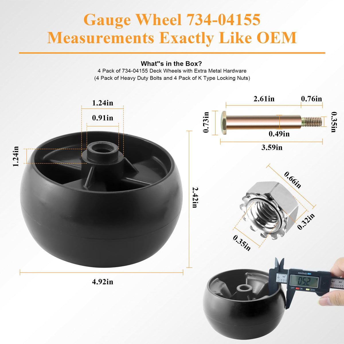 PrimeSwift 734-04155 deck wheel kit for John Deere D105 reduces deck contact during mowing