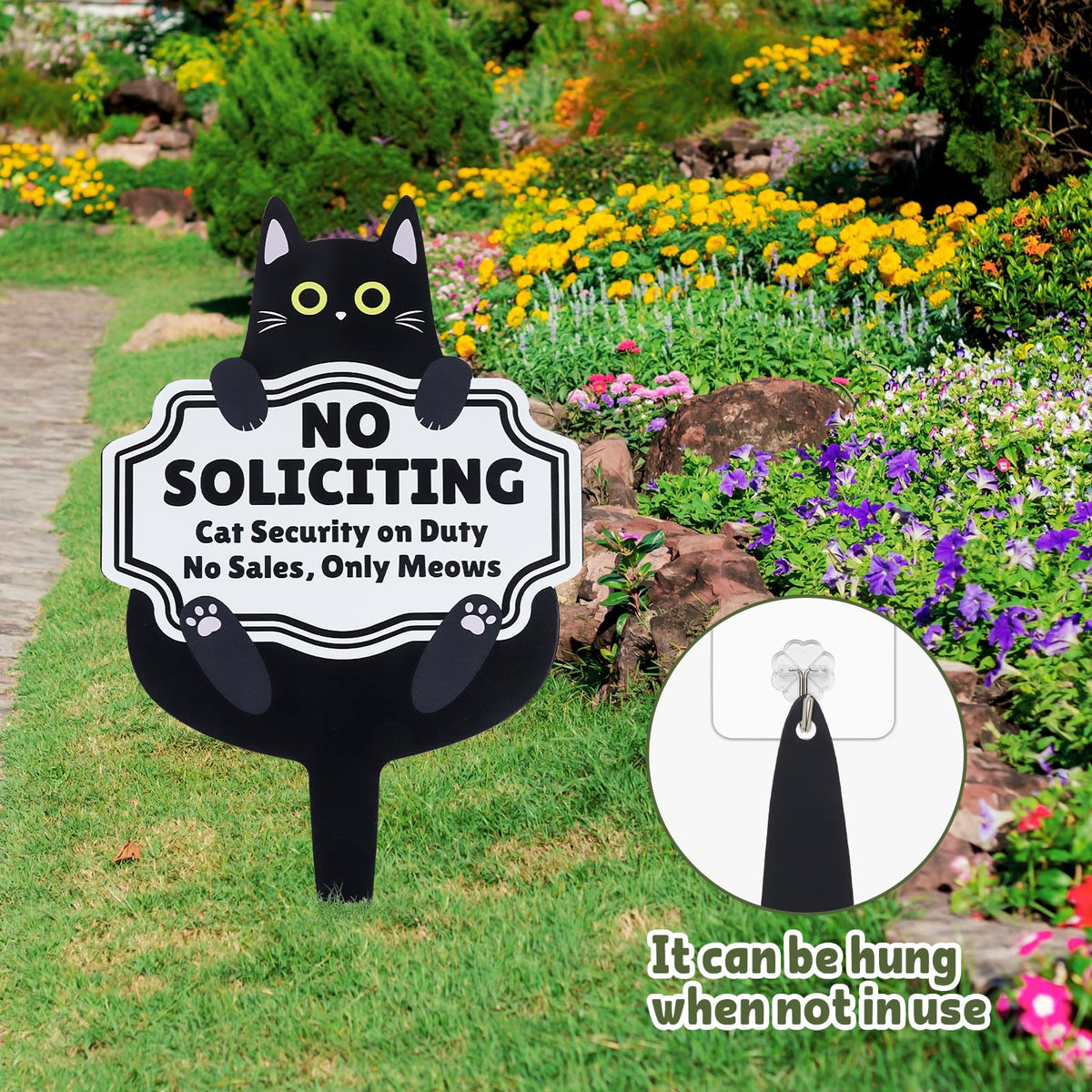 Primo Lines Easy-install no soliciting sign for doorways and walkways without tools.
