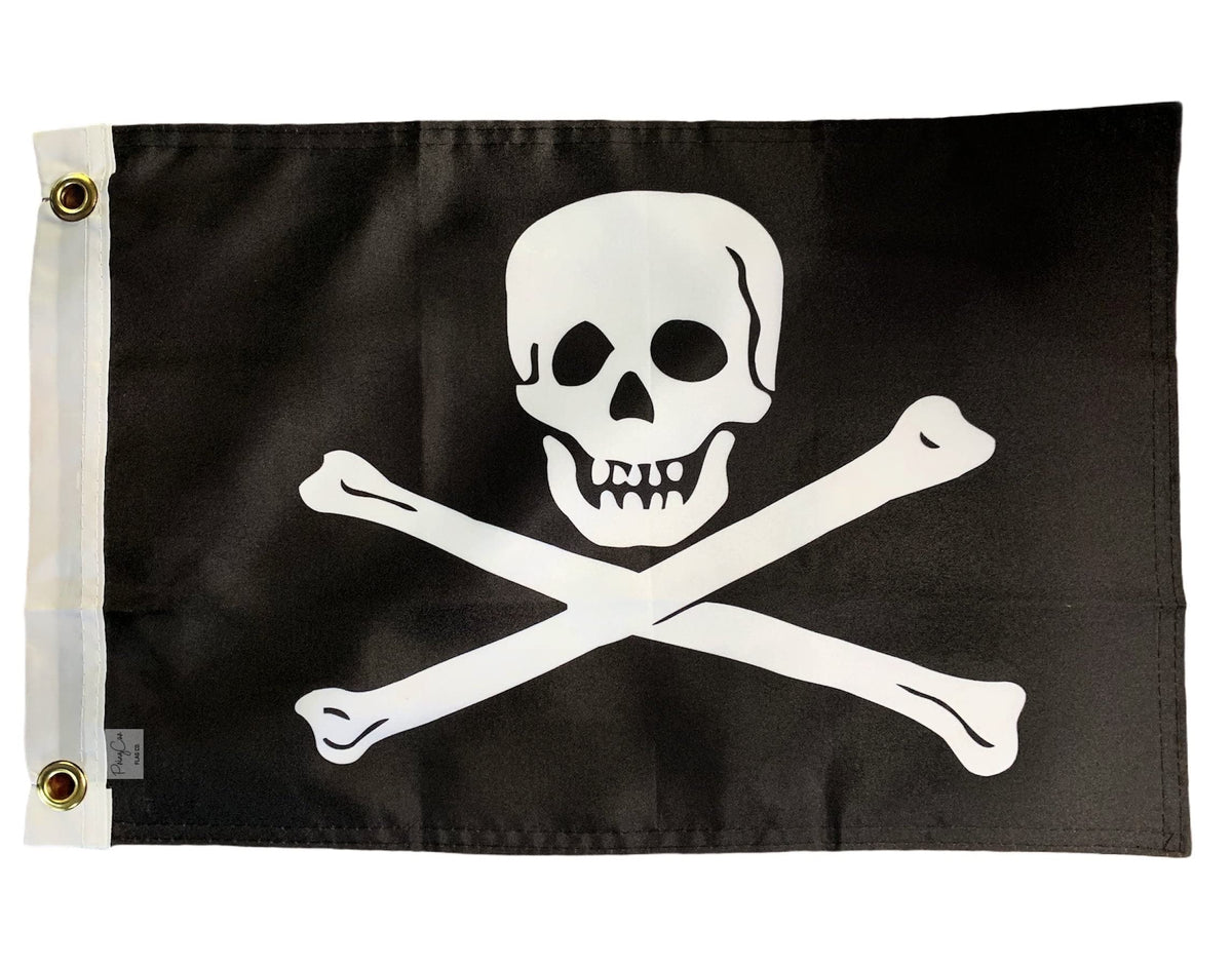 PringCor small Jolly Roger flag 12x18 for ship, garden, or kayak use.