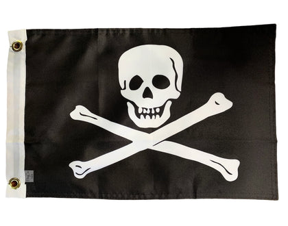 PringCor small Jolly Roger flag 12x18 for ship, garden, or kayak use.