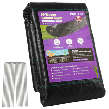 PRO-FOR weed barrier fabric 4ft by 50ft dense weave for weed suppression