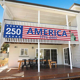 Probsin 250th Anniversary banner backyard-party setting creates festive ambiance.