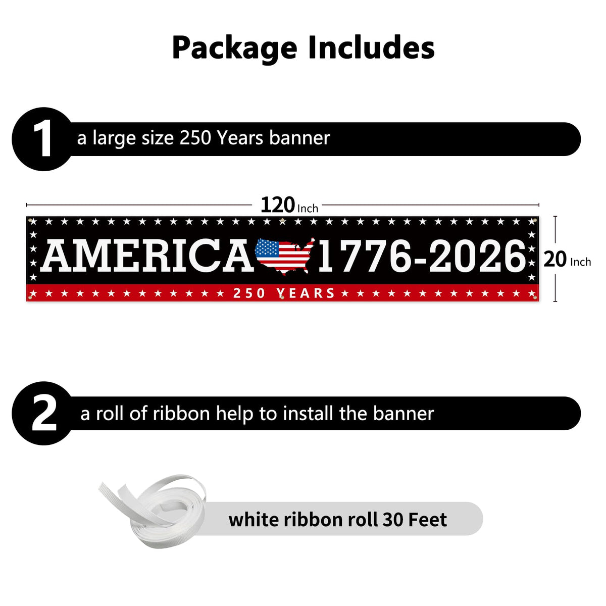 Probsin 250th anniversary banner with included hanging ribbon for easy setup.