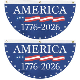 Probsin 2Pcs blue bunting for outdoor patriotic displays.
