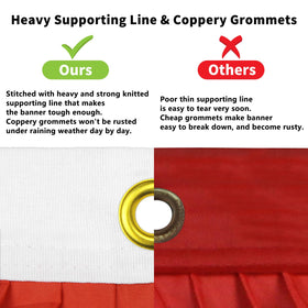 Probsin bunting with brass grommets for easy hanging on fences and porches.