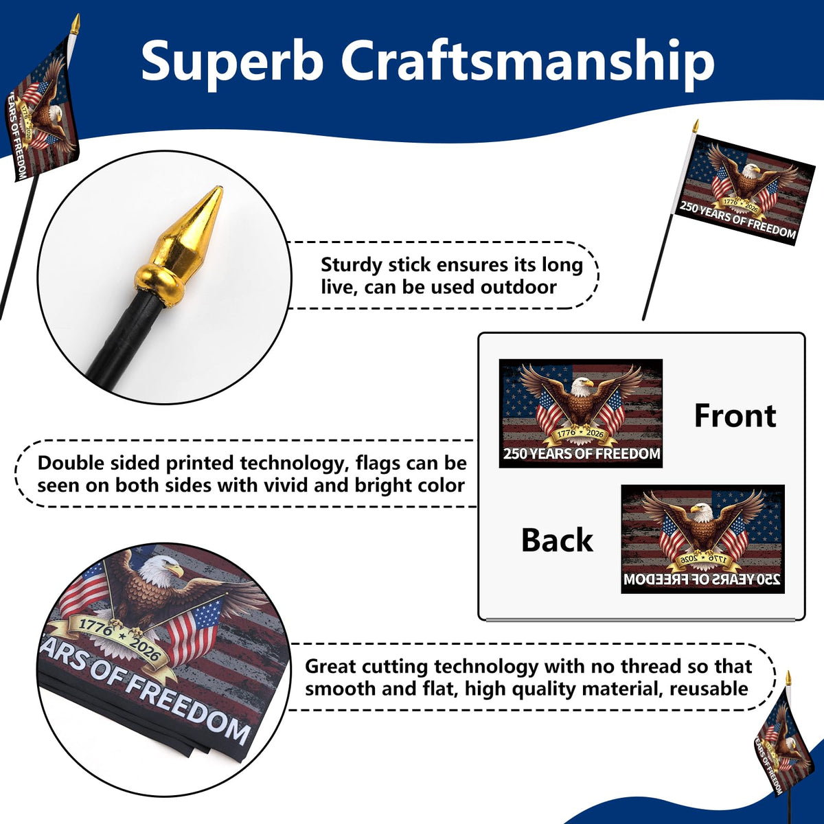 Probsin handheld patriotic flag compact size for easy waving in crowds