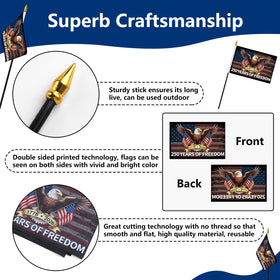 Probsin handheld patriotic flag compact size for easy waving in crowds