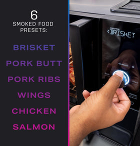 GE Profile Smart Indoor Pellet Smoker chamber highlights even cooking and aroma distribution