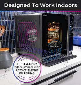 GE Profile Smart Indoor Pellet Smoker pellet strainer facilitates clean filtration