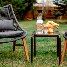 PROLISOK 16-inch square outdoor table complements small balconies and gardens.